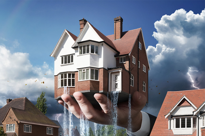 Innovation Group going beyond, hand picking up house out of flood