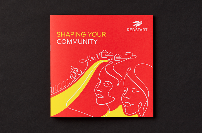 brochure with illustrative cover for joint venture brand