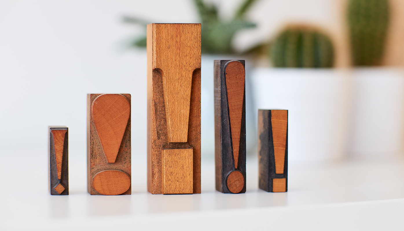 Close up of exclamation marks