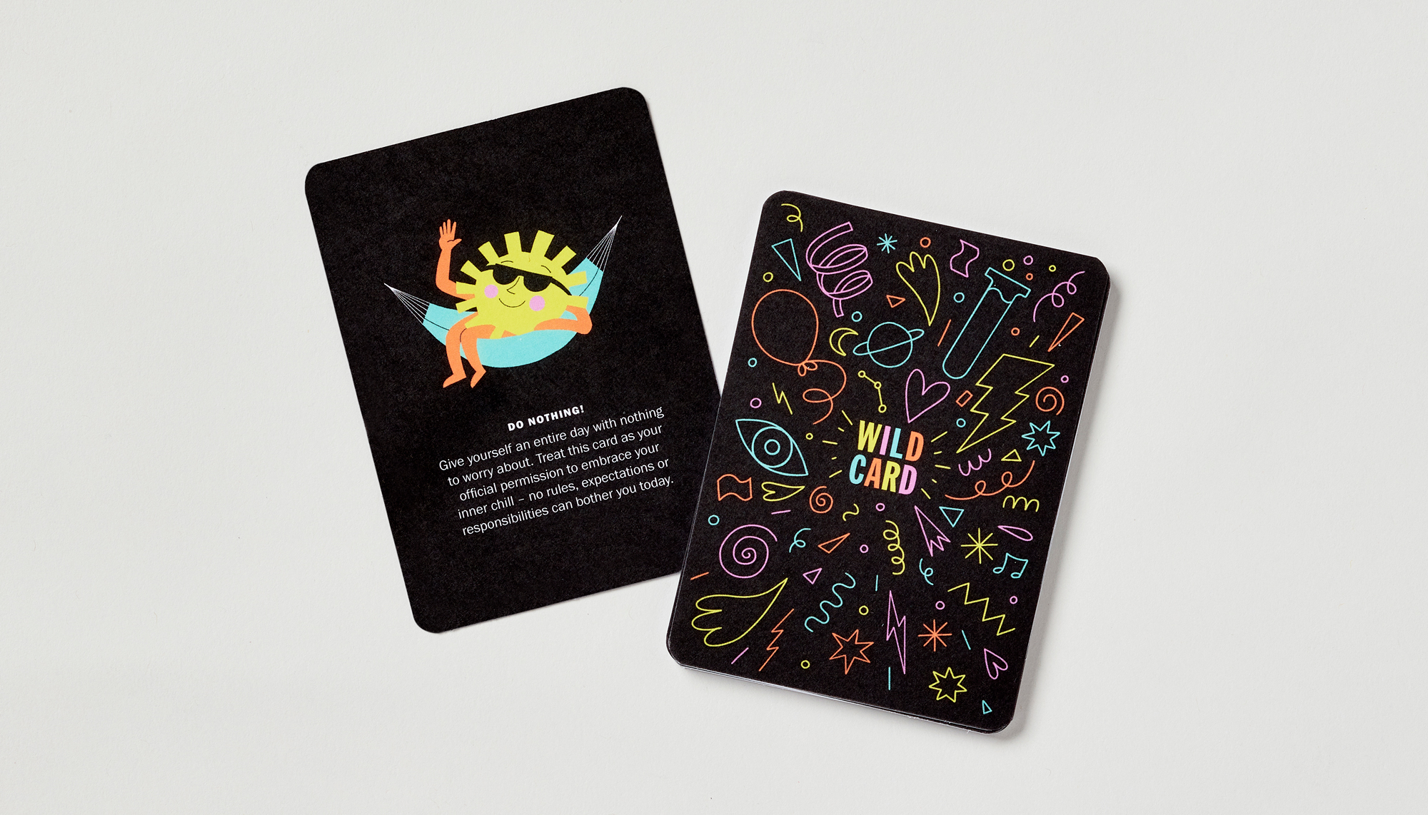 Front and back of a 'wild card' mental health activity card