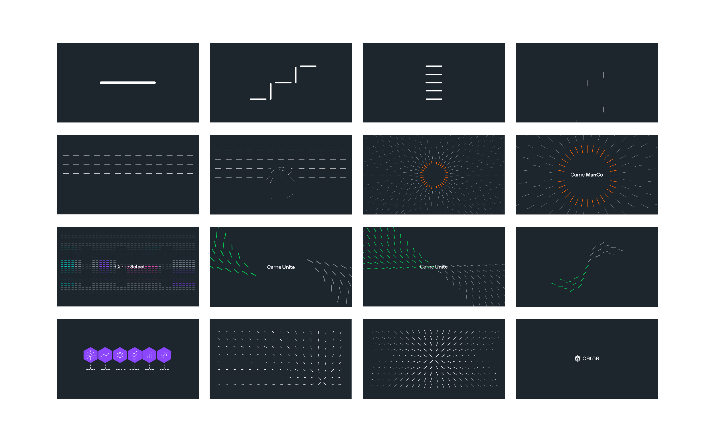 Storyboard snippet of brand animation depicts graphic lines as fragmented data